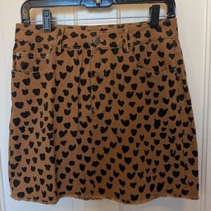 Cheetah Print Denim Like Mini Skirt EUC